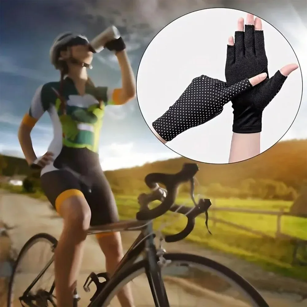 Women's Protection Outdoor Driving Fingerless Black  Fingerless GSilicone Print